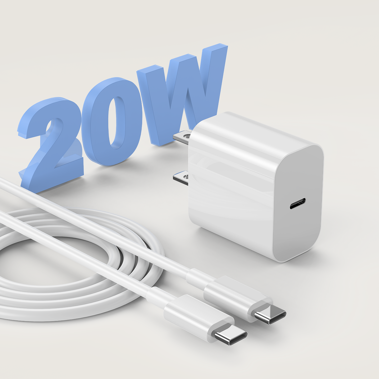 IPhone Charger, 2 Pack PD 20W Adapter Wall Fast Charger with 6&10ft White USB C Cable Compatible with iPhone 17 16/15/ipad and more