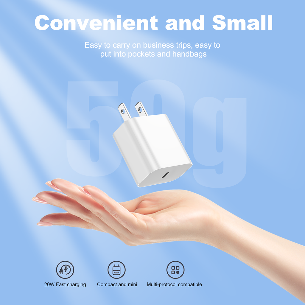 IPhone Charger, 2 Pack PD 20W Adapter Wall Fast Charger with 6&10ft White USB C Cable Compatible with iPhone 17 16/15/ipad and more