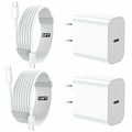 IPhone Charger, 2 Pack PD 20W Adapter Wall Fast Charger with 6&10ft White USB C Cable Compatible with iPhone 17 16/15/ipad and more